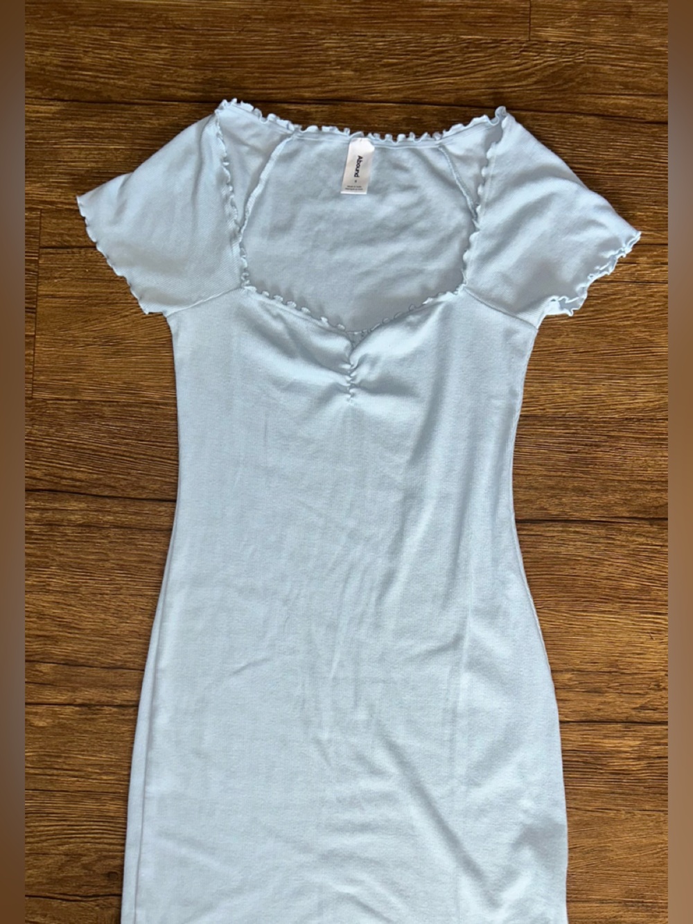 Women’s Light Blue Ribbed Short Sleeve Dress